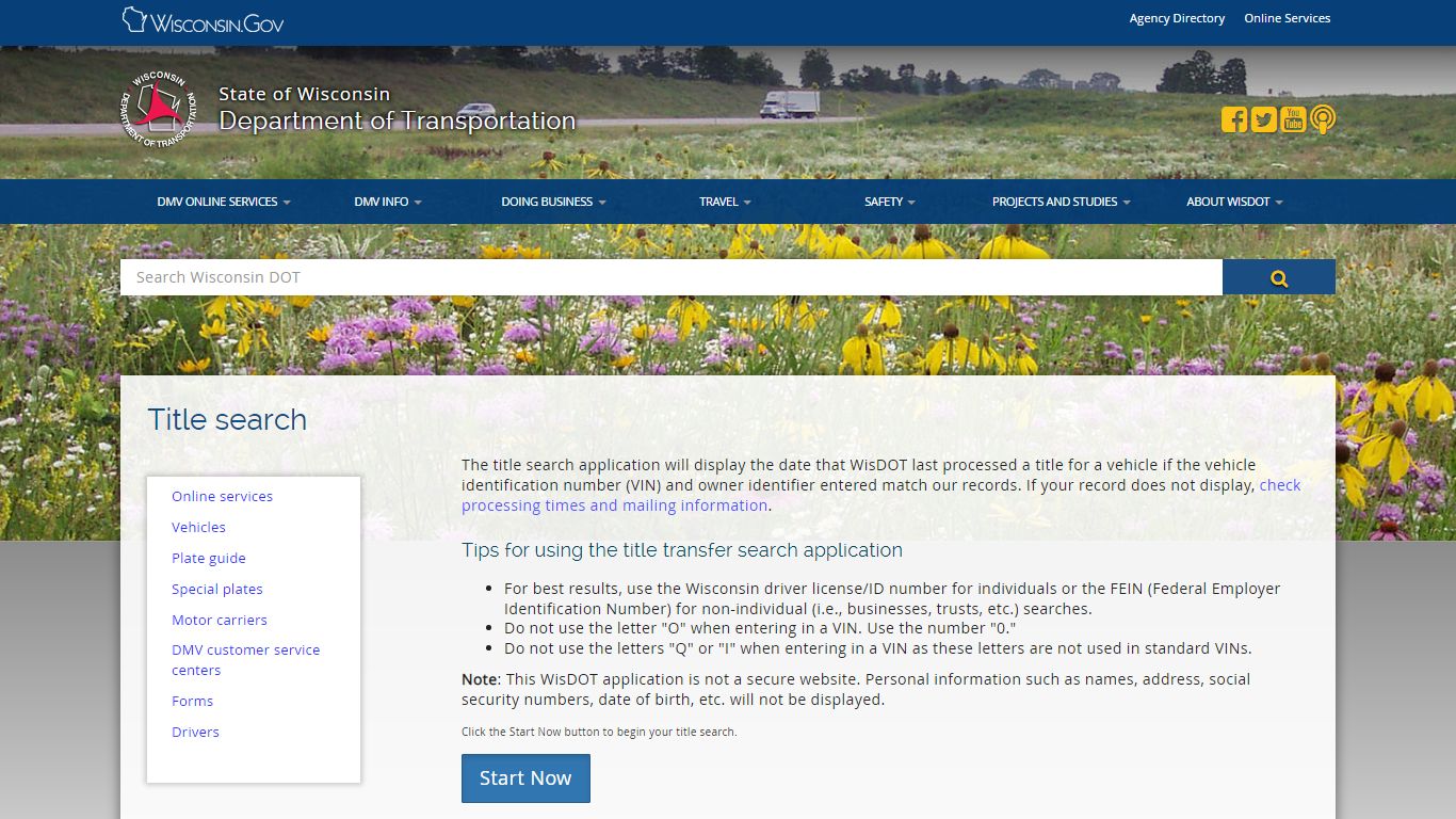 Wisconsin DMV Official Government Site - Title search